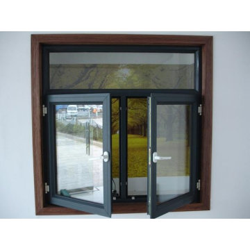 Double Panel Aluminium Casement Window with Internal Shutter